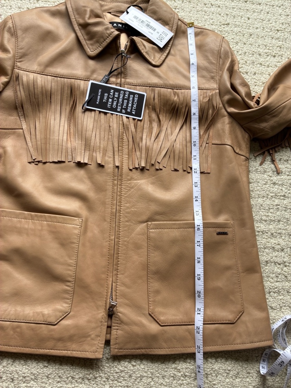 Danier NWT Women’s Ange Latte Brown Fringe Leather Jacket Size XS NEW - Picture 10 of 12